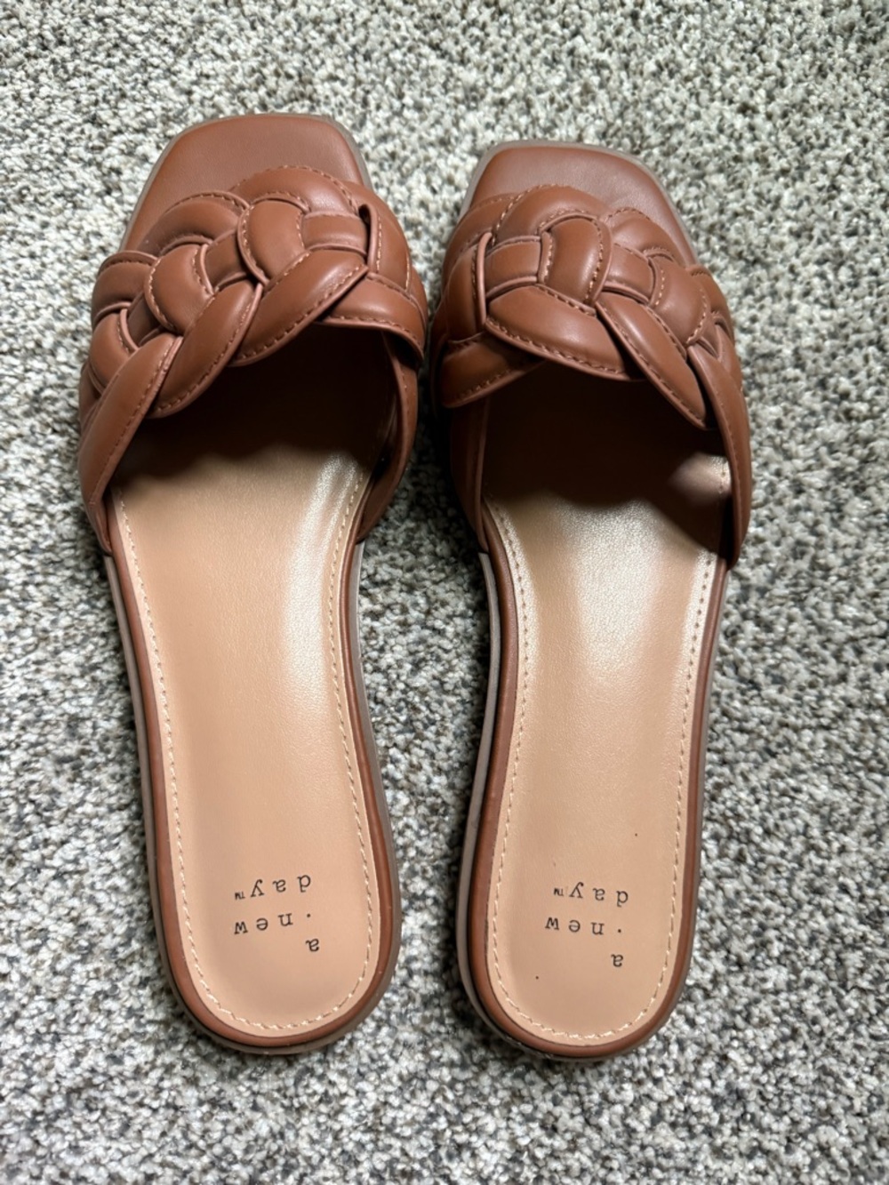 a new day Cognac Braided Slide Mules